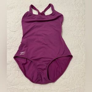 SPEEDO Solid Endurance Flyback One Piece Swimsuit Purple Size 12